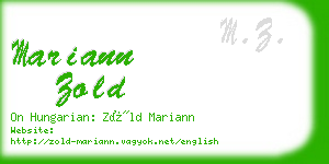 mariann zold business card